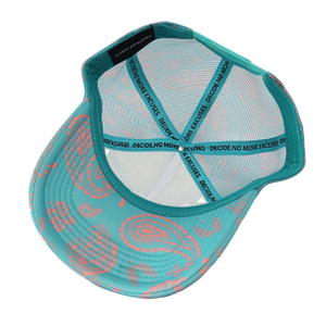 Gorra Trucker Estampada Unconscious Society, Diseño Turquesa y Rosa, Malla Transpirable en la Parte Trasera, Estilo Urbano Unisex, Casual, Primavera Verano - Product Image 5