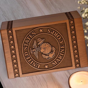 Handcrafted Rosewood US Marine Corps Urn: Veteran Memorial, Personalized Tribute urn Memorial Keepsake by AYAANS - Product Image 2