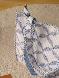OEM Assorted Blue Leaf Quilted Cotton Tote Bag - Chic Minimalist Reusable Shopper <b>Handbag</b> - Product Image 4