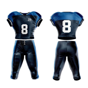 Ensemble de vêtements de sport pour homme en tissu durable, uniforme de football américain, maillot bleu avec le numéro 8 et pantalon noir - Product Image 2