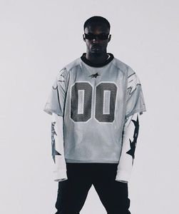<b>Men's</b> Oversized Mesh Football Jersey Long Sleeve Breathable Sporty Street Style with Number 00 Pattern Print O-Neck High Quality - Product Image 1