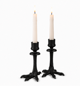 Porte-bougie en aluminium noir sans flamme en forme de patte de poulet - Chandelier décoratif de style campagnard pour table de Noël et de Pâques - Product Image 1