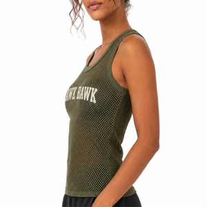 Custom Women <b>Mesh</b> Tank <b>Top</b> Sleeveless Sports Gym Solid Color Breathable Knitted Sporty O-Neck Quick Dry Lightweight Design tank - Product Image 3