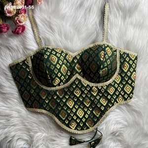 Collection de Blouses Sans Manches et Style Corset en Tissu Banarasi de Qualité Supérieure avec Tricot et Motifs Mina Zari – Vente en Gros - Product Image 1