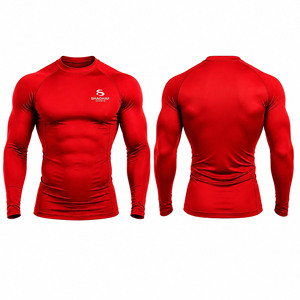 Custom <b>Men</b>’s Red Compression Shirt & <b>Pants</b> Set | Long Sleeve Athletic <b>Base</b> <b>Layer</b> | Gym Fitness Running Training Sportswear - Product Image 4