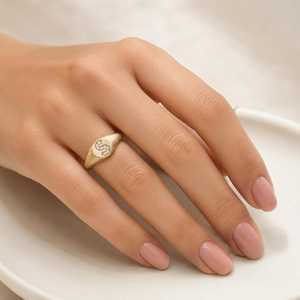 Trendy Solid Gold <b>Initial</b> Monogram Lab Diamond Certified <b>Ring</b> Women Men Wedding Party Birthday Gift Classic Fine Jewelry - Product Image 5