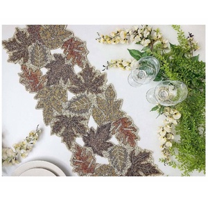 Maple Leaf Glass Beaded <b>Table</b> <b>Runner</b> Handmade Beaded <b>Table</b> <b>Runner</b> for Dining <b>Table</b> Perfect for Halloween Christmas & Easter - Product Image 3
