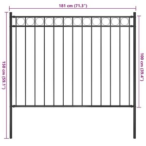 Valla de Jardín de Acero Negro con Enrejado y Puerta de 5.9 pies x 3.3 pies - Product Image 4