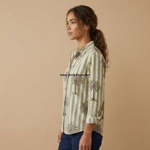 Hand <b>Block</b> <b>Printed</b> Shirt Stylish Shirts for Women Indian Hand <b>Block</b> <b>Printed</b> Soft Cotton Fabric Shirt on Sale at Best Price - Product Image 3