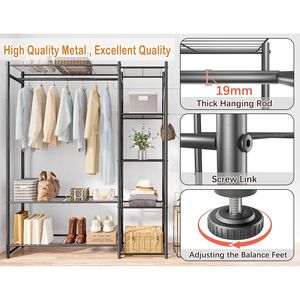 Porte-vêtements portable en acier à 4 niveaux avec tringles de suspension autoportantes, système de rangement pour vêtements et rails - Product Image 4