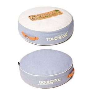 Lit pour chien surélevé en peluche classique en denim toné avec vue panoramique – Lits pour animaux de compagnie haut de gamme - Product Image 2