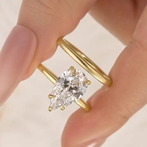 925 <b>Silver</b> Moissanite Diamond 4 Ct Solitaire Pear Cut Wedding & Engagement <b>Ring</b> in Yellow Gold Plated With D Color & VVS Clarity - Product Image 2