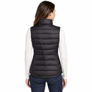 Women's <b>Black</b> Puffer <b>Vest</b> Solid Color Zipper Front Stand Collar Windproof Casual Outerwear OEM Service - Product Image 2