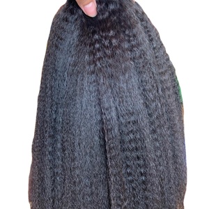 Vente en gros paquets brésiliens frisés lisses 10A 100% cheveux vierges non traités paquets de cheveux humains crépus lisses couleur naturelle - Product Image 2