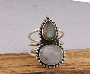 Natural Labradorite <b>Ring</b> 925 Sterling Silver Jewelry Rainbow Flash Gemstone <b>Ring</b> Vintage Style <b>Statement</b> <b>Ring</b> for Women - Product Image 4
