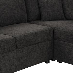 Divano Letto Sezionale a U da 276 cm con Due Porte USB, Due Prese di Corrente, Tre Cuscini Schienale con Vano Portaoggetti e Chaise Longue - Product Image 2