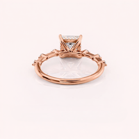 Bague de fiançailles en diamant de laboratoire taille princesse certifiée IGI, or blanc/rose et or jaune 14 carats, avec pierres latérales en diamant, bague de mariée