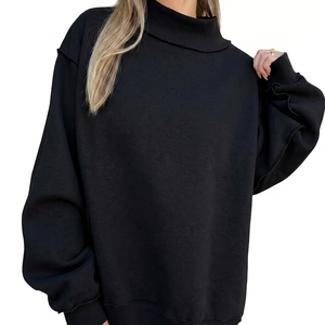 Sudadera Oversize de Cuello Alto de Mezcla de Algodón Premium para Mujer, Estilo Relajado para el Día a Día, Proveedor Mayorista de Marca Privada - Product Image 1
