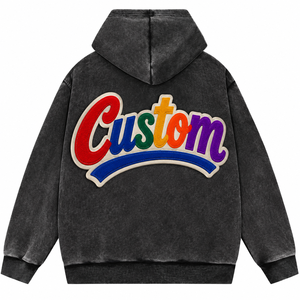 Pull à capuche pour homme en molleton bouclette, coupe oversize, avec poche, style décontracté, effet délavé minéral, avec emplacement pour masque, fabricant OEM - Product Image 2