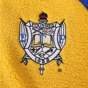 Veste bomber Sigma Gamma Rho en sherpa avec broderie en chenille, vêtements de sororité grecque pour femmes - Product Image 3