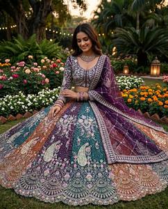 Divyam Creation Lehenga Choli en Faux Georgette Rouge Brodé, Robe Traditionnelle Indienne Longue pour Fête et Mariage, Taille Standard Femme - Product Image 1