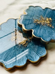 Beautiful Resin <b>Coaster</b> <b>Set</b> Art Deco Design Lightweight Customized Color Luxury Dining Coffee Tables Party Decor India - Product Image 4