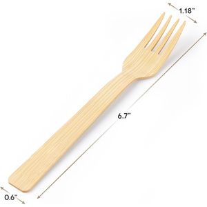 100 Cubiertos Desechables de Bambú Natural, Utensilios Biodegradables y Ecológicos para Fiestas y Eventos al Aire Libre - Product Image 1