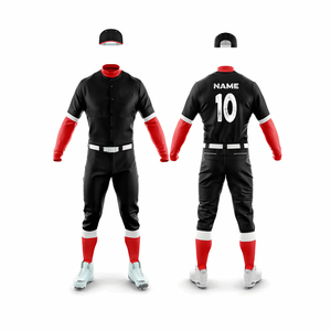 Ensemble de maillot de baseball unisexe personnalisé noir avec bordure blanche et pantalon gris, respirant, anti-humidité, écologique, manches courtes pour l'hiver - Product Image 6