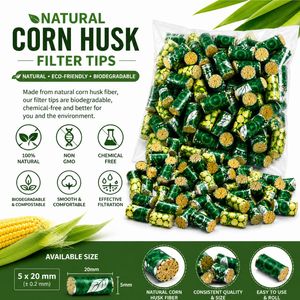 LIPTIPS Filtros de Paja de Maíz Naturales, Ecológicos y Biodegradables para Fumar Cigarros |   Color Verde y Amarillo | Tamaño 9x20mm - Product Image 5