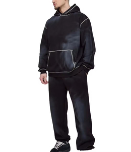 Mens Breathable Quick Dry Solid 100 percent Cotton Tracksuit Fashion Street Sublimation Winter <b>Set</b> Hot Sale Style Two Piece <b>Set</b> - Product Image 5