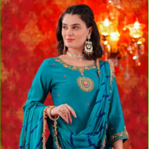 Conjunto Sharara Firoza Turquesa con Dupatta Leheriya - Product Image 1