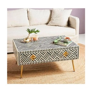Table élégante de qualité supérieure, modèle très demandé, en os incrusté, pour mariage, fête, maison, jardin, rangement, usage festif, meubles en os incrusté - Product Image 6