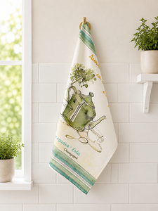 Paño de Cocina con Estampado de Tetera en Acuarela Paño de Cocina con Ilustración Vintage de Té y Cocina. Toalla de Mano Decorativa de Lino para Cocina - Product Image 3