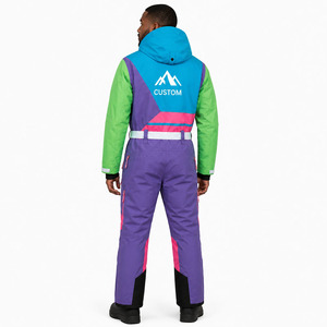 Combinaison de ski/snowboard imperméable, coupe-vent, imprimée, à capuche, avec fermeture éclair, professionnelle, pour sports d'hiver, avec logo personnalisé - Product Image 4