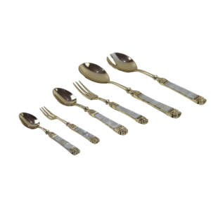 Ensemble de couverts, couteaux, fourchettes et cuillères dorés, en laiton, de haute qualité, taille personnalisable, faits à la main, best-seller - Product Image 1
