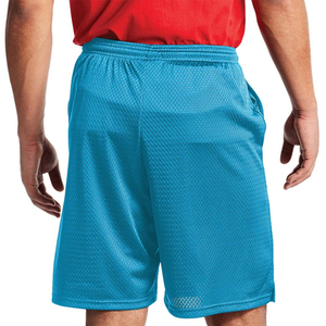 Shorts en maille 100 % polyester respirants, écologiques et à séchage rapide pour hommes, avec taille élastique, couleur unie, décontractés, personnalisables avec impression sérigraphique sur le devant - Product Image 5