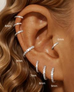 Pendientes de aro de plata de ley 925 con moissanita brillante de varios tamaños, personalizados, regalo para ella - Product Image 1