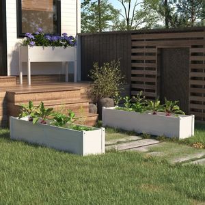 Lot de 2 jardinières surélevées en bois de pin massif blanc - Product Image 1
