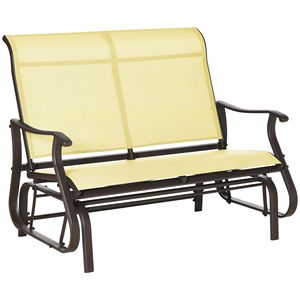 "Modern 2-Person Patio Mesh Glider <b>Swing</b> Chair with Steel <b>Frame</b> for Backyard" - Product Image 1