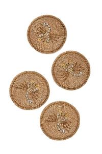 Elegant premium classic hand made eco-friendly Golden <b>beaded</b> <b>coaster</b> home decorative festival party tea table mats <b>coaster</b> - Product Image 6