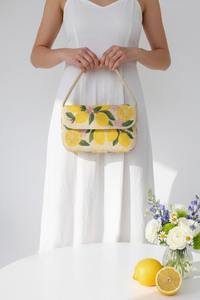 Bolso de Mano Elegante y Lujoso Multicolor, Diseño Abstracto, Bolsos de Algodón y Cuentas para Mujer, Venta al Por Mayor HB-046 - Product Image 5