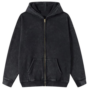 Unisex Hooded Zip-Up Sweatshirt Solid Color Fleece Casual Autumn Wear Oversized Regular Sleeve Length 2027 - Product Image 3