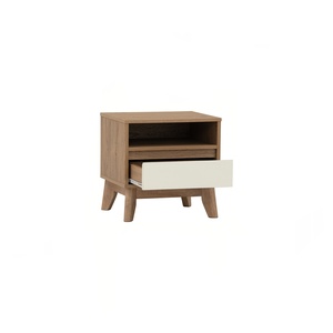 Modern Oak White 1 Drawer Side <b>Table</b> with Malaysian Oak Legs Bedroom Nightstand <b>End</b> <b>Table</b> - Product Image 2