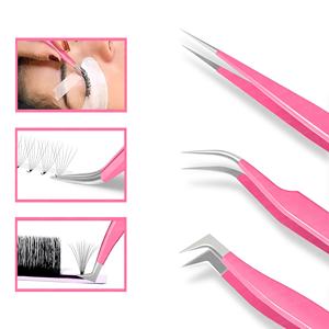Pinzas de extensión de pestañas de acero inoxidable con punta de fibra de alta precisión Pinzas de pestañas de volumen profesional - Product Image 2