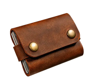 Travel Genuine Leather Business Card <b>Holder</b> Pouch with Zipper Closure - Product Image 2