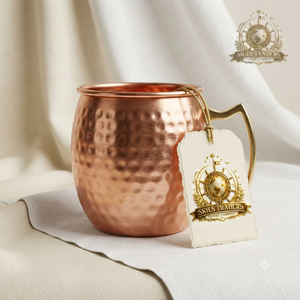 Mug à Moscow Mule en cuivre pur martelé fait main, robuste, en métal, forme baril, pour cocktails et bières, vente en gros - Product Image 1