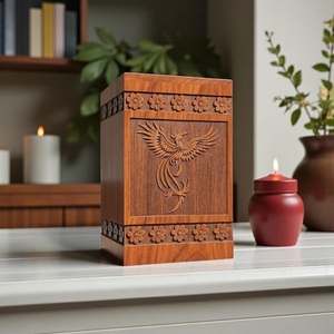 Handcrafted Rosewood Urn <b>Box</b> with Phoenix Bird Engraving Personalized <b>Memorial</b> Keepsake for Cremation Durable & Eco-Friendly - Product Image 3