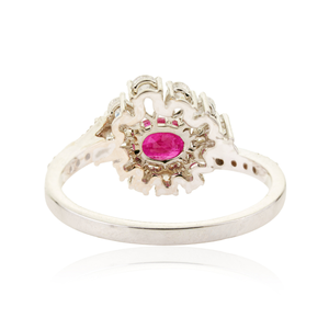 Unique Latest Design 4x5 mm Ruby & Diamond <b>Statement</b> Engagement <b>Ring</b> Wholesale 18K Real White Gold High Quality Bulk Jewelry - Product Image 6