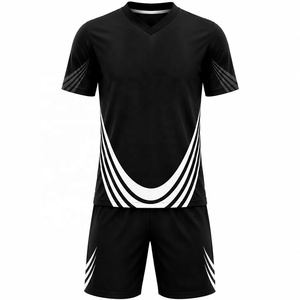 Conjunto de Camiseta de Fútbol Negra con Cuello en V para Hombre, con Diseño de Rayas Blancas, Manga Corta, Nombre del Equipo Personalizado, Logotipo Frontal Personalizado - Product Image 1