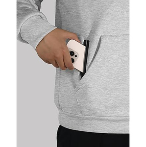 Veste matelassée à capuche zippée pour homme, en toile, décontractée, à manches longues, avec logo sur le devant et poches kangourou - Product Image 2